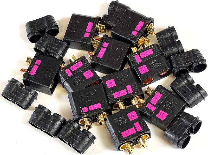 Perfect Pass QS8-V2 Anti-Spark Connector Set (5 Pack) Male & Female + Wire Covers (4pc x 5) / New and Improved Version of QS8-S Connector / 600A Burst/Gold Plated 8MM Bullets QS8-V2! - Image 2